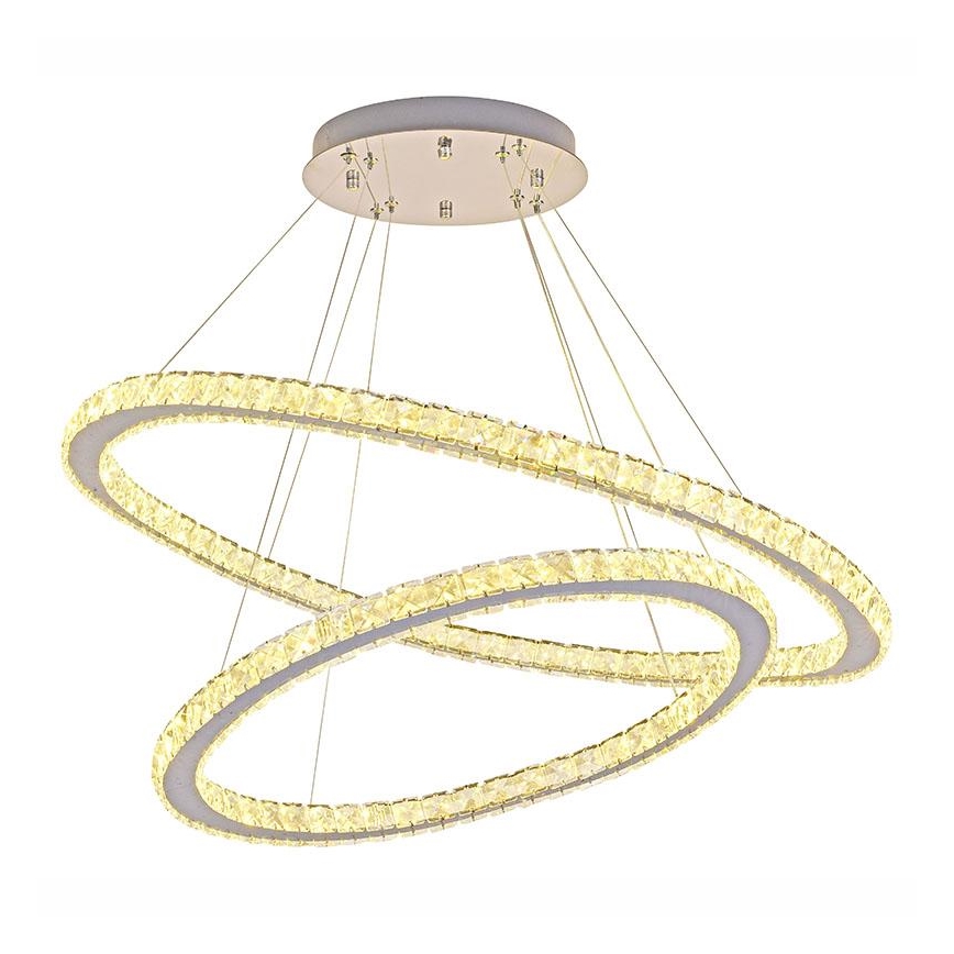 LED Stmievateľný krištáľový luster na lanku LED/160W/230V 3000-6500K strieborná + diaľkové ovládanie