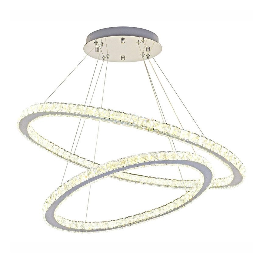 LED Stmievateľný krištáľový luster na lanku LED/160W/230V 3000-6500K strieborná + diaľkové ovládanie