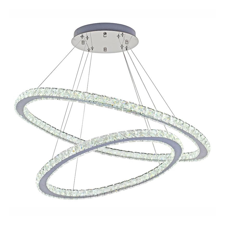 LED Stmievateľný krištáľový luster na lanku LED/160W/230V 3000-6500K strieborná + diaľkové ovládanie