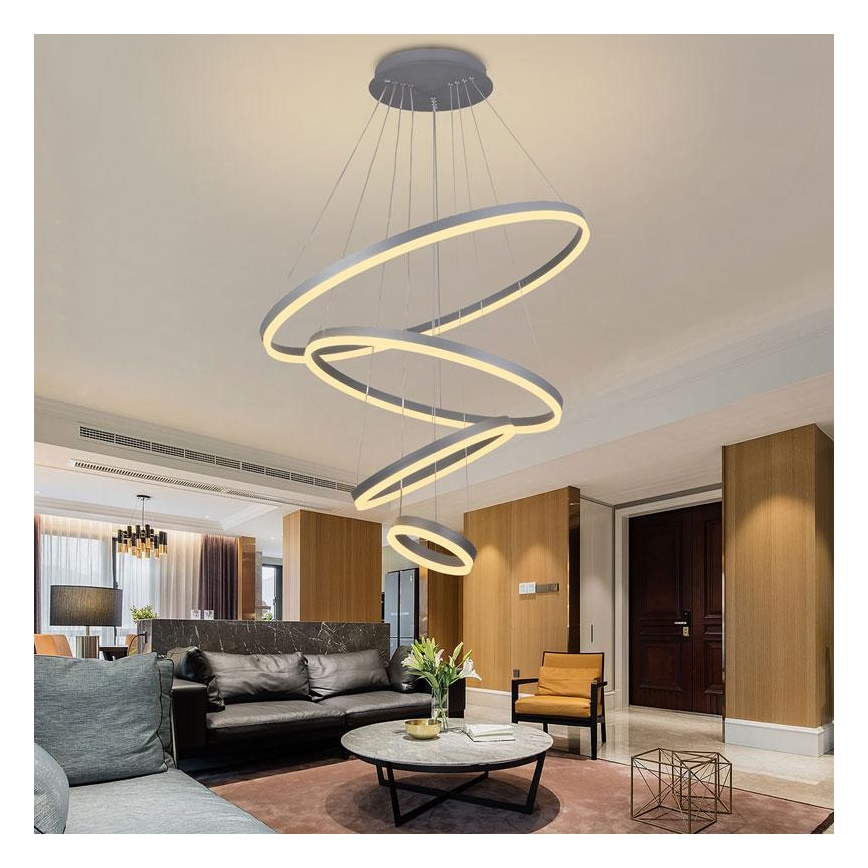 LED Stmievateľný luster na lanku LED/165W/230V 3000-6500K + diaľkové ovládanie