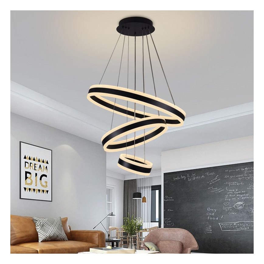 LED Stmievateľný luster na lanku LED/165W/230V 3000-6500K + diaľkové ovládanie