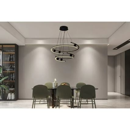 LED Stmievateľný luster na lanku LED/170W/230V 3000-6500K pr. 80 cm + diaľkové ovládanie