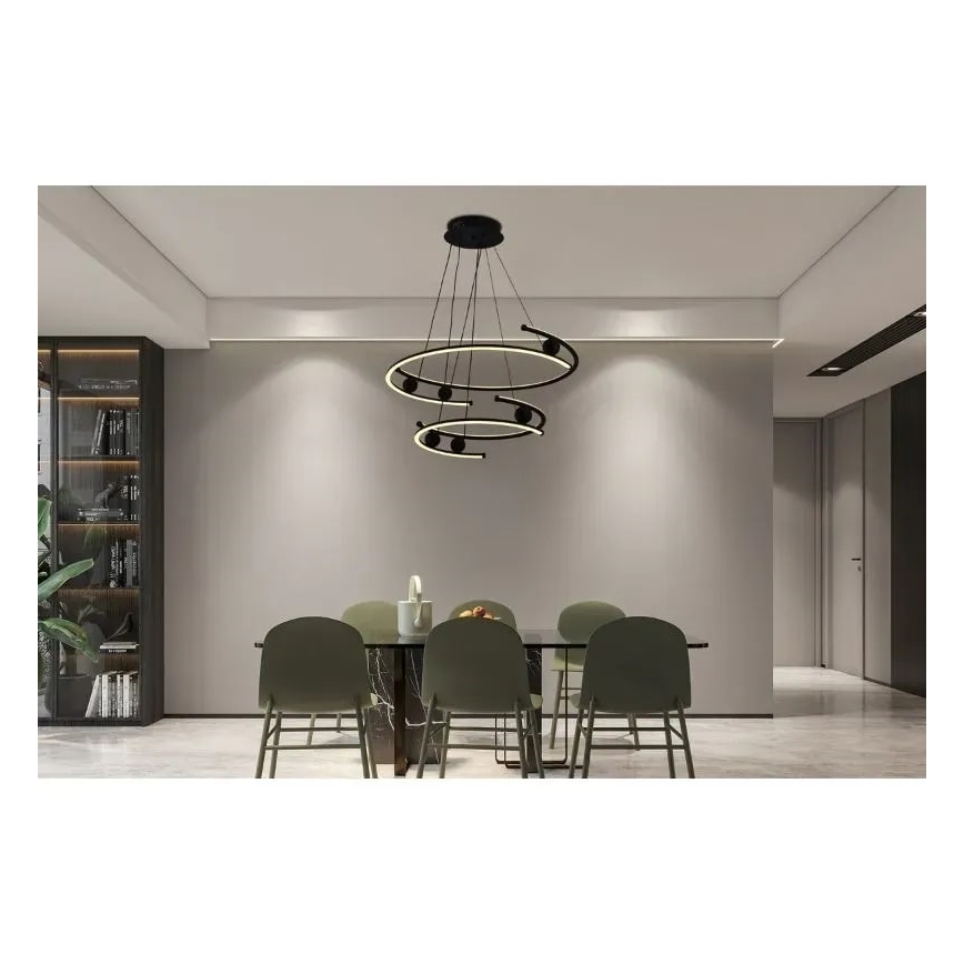 LED Stmievateľný luster na lanku LED/170W/230V 3000-6500K pr. 80 cm + diaľkové ovládanie