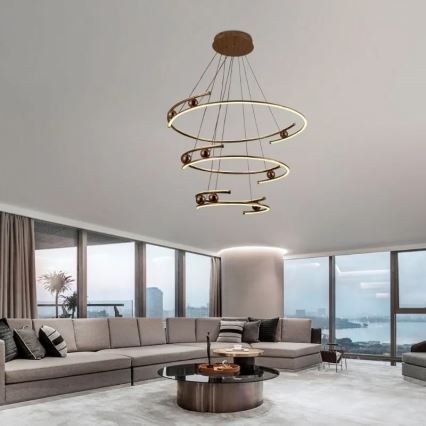 LED Stmievateľný luster na lanku LED/170W/230V 3000-6500K pr. 80 cm + diaľkové ovládanie