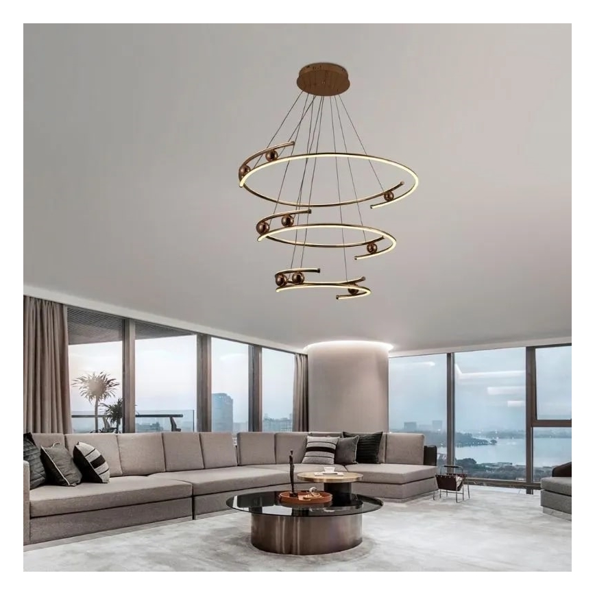 LED Stmievateľný luster na lanku LED/170W/230V 3000-6500K pr. 80 cm + diaľkové ovládanie