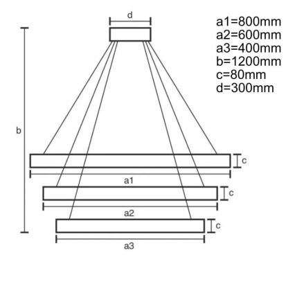 LED Stmievateľný luster na lanku LED/170W/230V 3000-6500K pr. 80 cm + diaľkové ovládanie