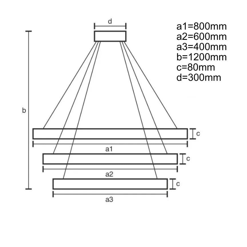 LED Stmievateľný luster na lanku LED/170W/230V 3000-6500K pr. 80 cm + diaľkové ovládanie