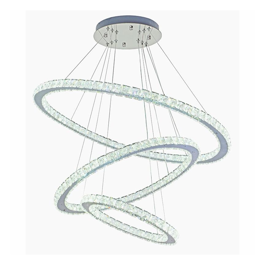 LED Stmievateľný krištáľový luster na lanku LED/210W/230V 3000-6500K strieborná + diaľkové ovládanie