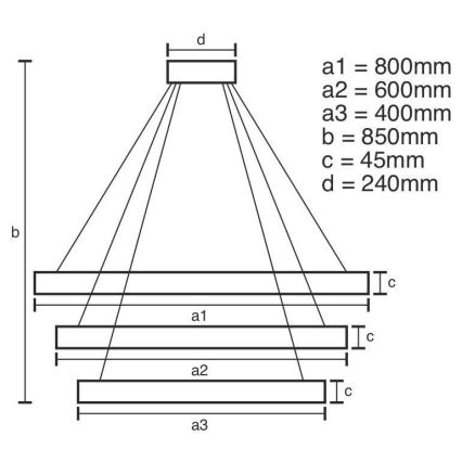 LED Stmievateľný luster na lanku LED/220W/230V 3000-6500K + diaľkové ovládanie