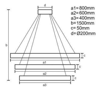 LED Stmievateľný luster na lanku LED/235W/230V 3000-6500K + diaľkové ovládanie