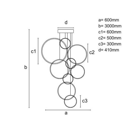 LED Stmievateľný luster na lanku LED/290W/230V 3000-6500K + diaľkové ovládanie