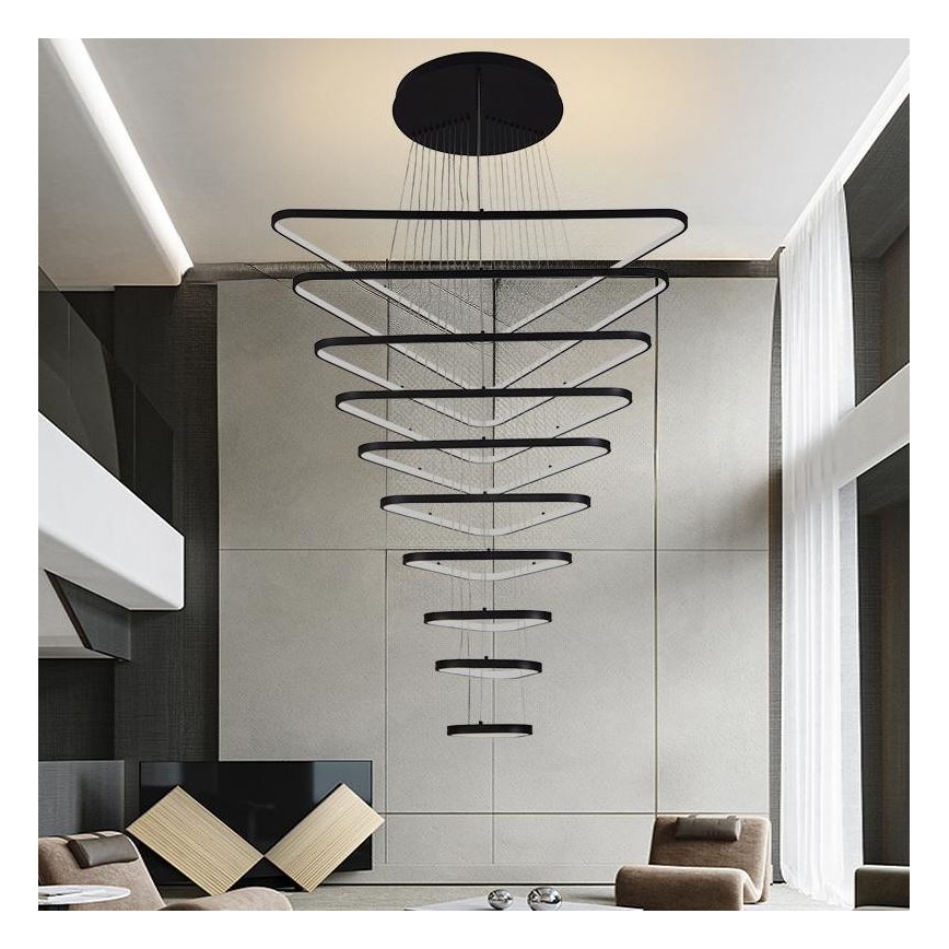 LED Stmievateľný luster na lanku LED/385W/230V 3000-6500K pr. 100 cm + diaľkové ovládanie