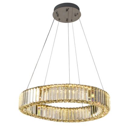 LED Stmievateľný krištáľový luster na lanku LED/40W/230V 3000-6500K lesklý chróm + diaľkové ovládanie