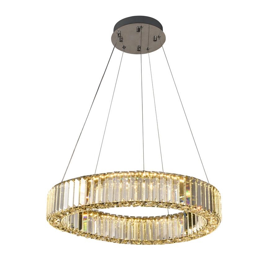 LED Stmievateľný krištáľový luster na lanku LED/40W/230V 3000-6500K lesklý chróm + diaľkové ovládanie