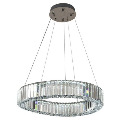 LED Stmievateľný krištáľový luster na lanku LED/40W/230V 3000-6500K lesklý chróm + diaľkové ovládanie