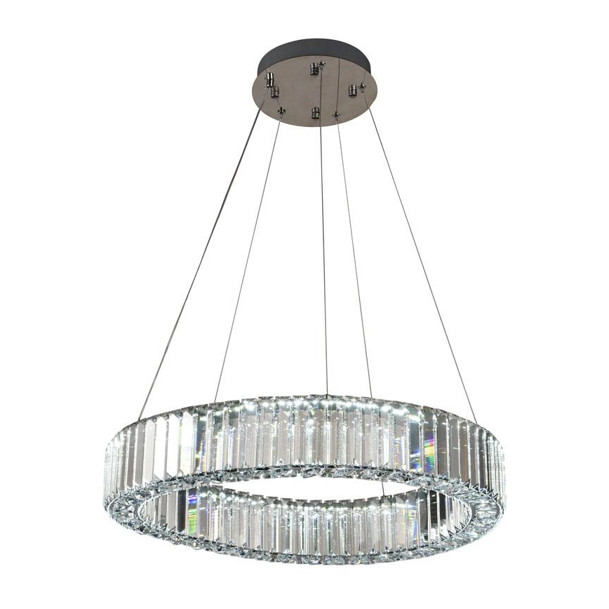 LED Stmievateľný krištáľový luster na lanku LED/40W/230V 3000-6500K lesklý chróm + diaľkové ovládanie