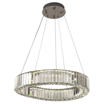 LED Stmievateľný krištáľový luster na lanku LED/40W/230V 3000-6500K lesklý chróm + diaľkové ovládanie