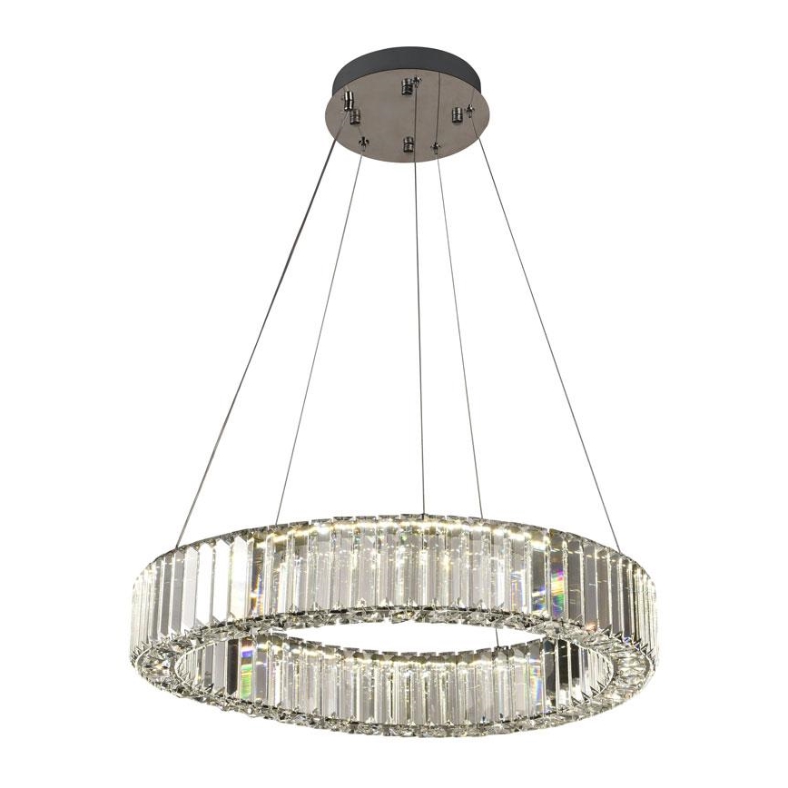 LED Stmievateľný krištáľový luster na lanku LED/40W/230V 3000-6500K lesklý chróm + diaľkové ovládanie