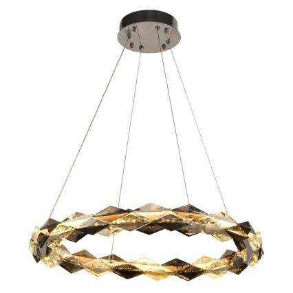 LED Stmievateľný krištáľový luster na lanku LED/40W/230V 3000-6500K lesklý chróm + diaľkové ovládanie
