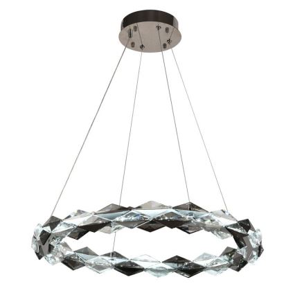 LED Stmievateľný krištáľový luster na lanku LED/40W/230V 3000-6500K lesklý chróm + diaľkové ovládanie