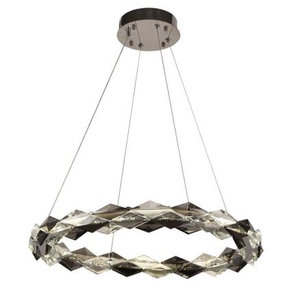 LED Stmievateľný krištáľový luster na lanku LED/40W/230V 3000-6500K lesklý chróm + diaľkové ovládanie