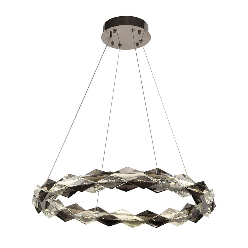 LED Stmievateľný krištáľový luster na lanku LED/40W/230V 3000-6500K lesklý chróm + diaľkové ovládanie