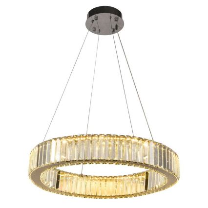 LED Stmievateľný krištáľový luster na lanku LED/40W/230V 3000-6500K lesklý chróm + diaľkové ovládanie