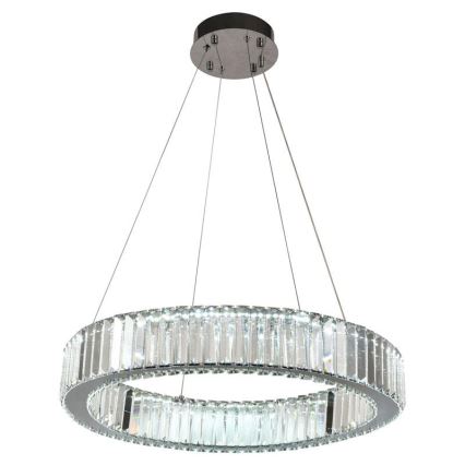 LED Stmievateľný krištáľový luster na lanku LED/40W/230V 3000-6500K lesklý chróm + diaľkové ovládanie