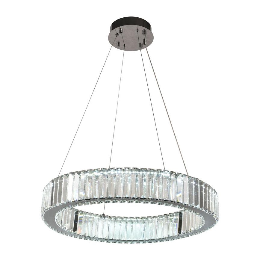 LED Stmievateľný krištáľový luster na lanku LED/40W/230V 3000-6500K lesklý chróm + diaľkové ovládanie