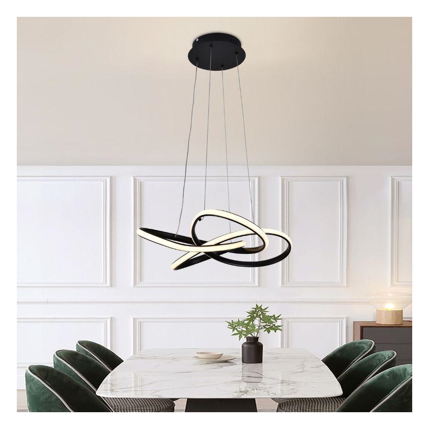 LED Stmievateľný luster na lanku LED/40W/230V 3000-6500K čierna + diaľkové ovládanie