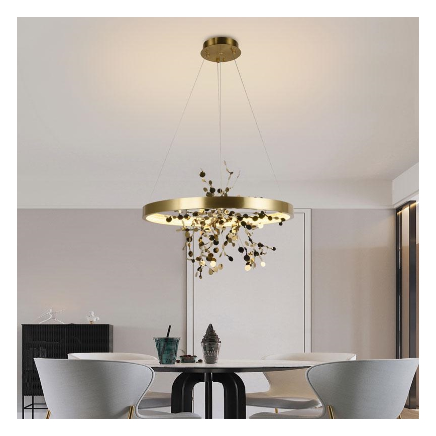 LED Stmievateľný luster na lanku LED/40W/230V 3000-6500K zlatá + diaľkové ovládanie