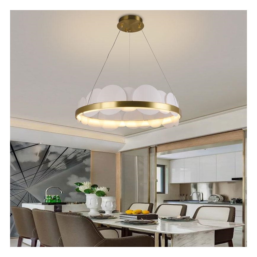 LED Stmievateľný luster na lanku LED/40W/230V 3000-6500K zlatá + diaľkové ovládanie