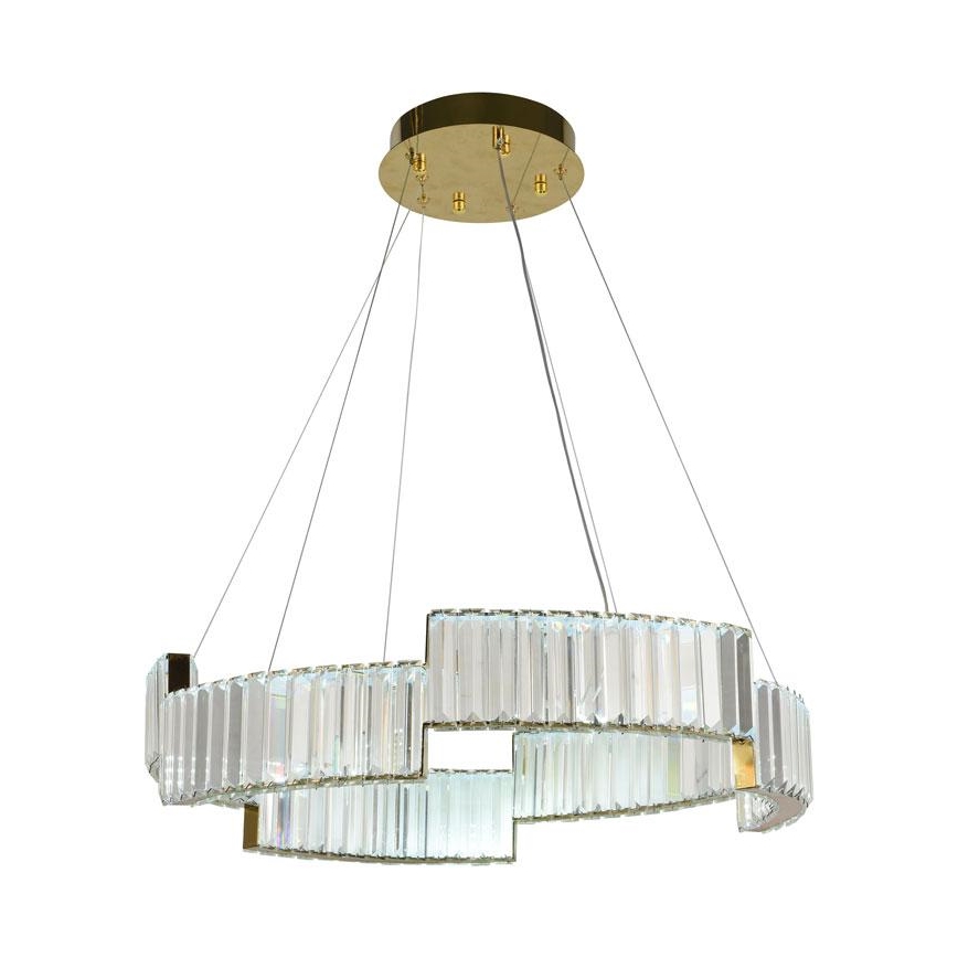 LED Stmievateľný krištáľový luster na lanku LED/40W/230V 3000-6500K zlatá + diaľkové ovládanie