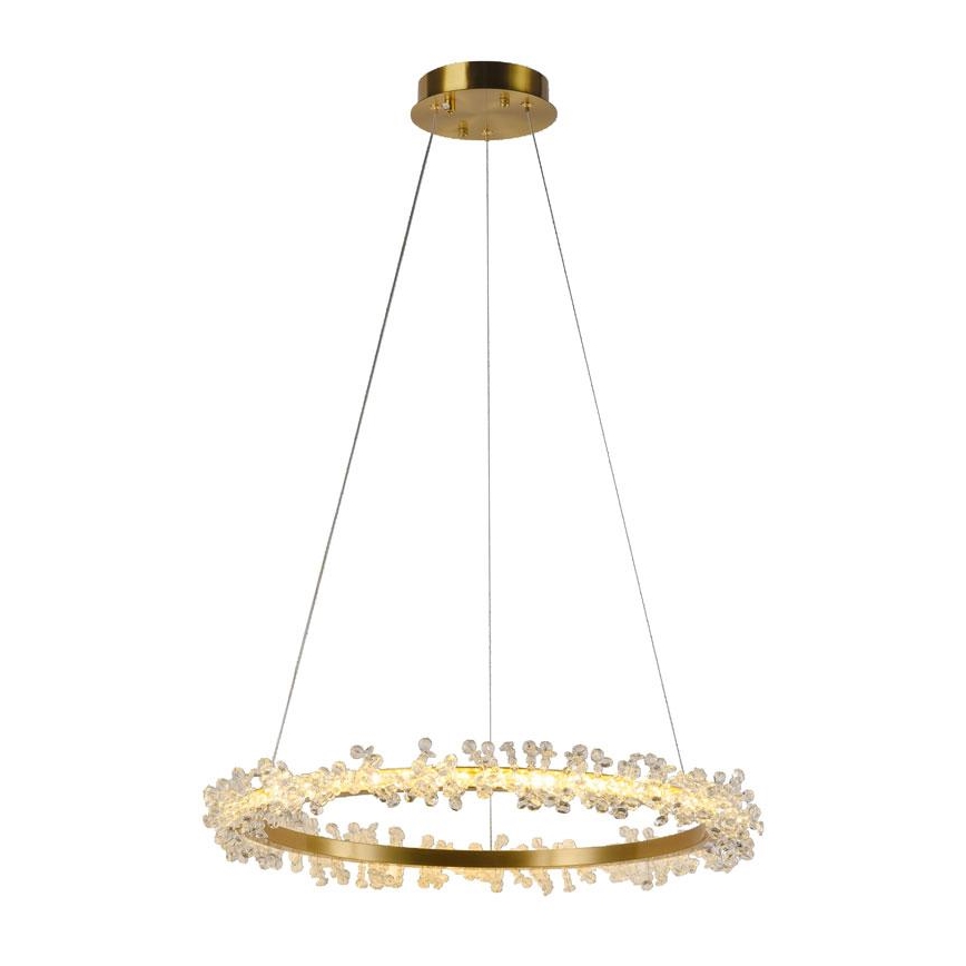 LED Stmievateľný krištáľový luster na lanku LED/40W/230V 3000-6500K zlatá + diaľkové ovládanie