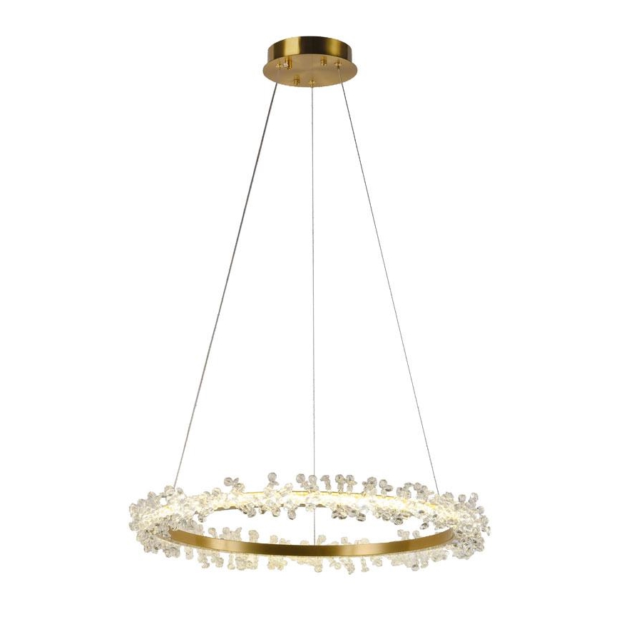 LED Stmievateľný krištáľový luster na lanku LED/40W/230V 3000-6500K zlatá + diaľkové ovládanie