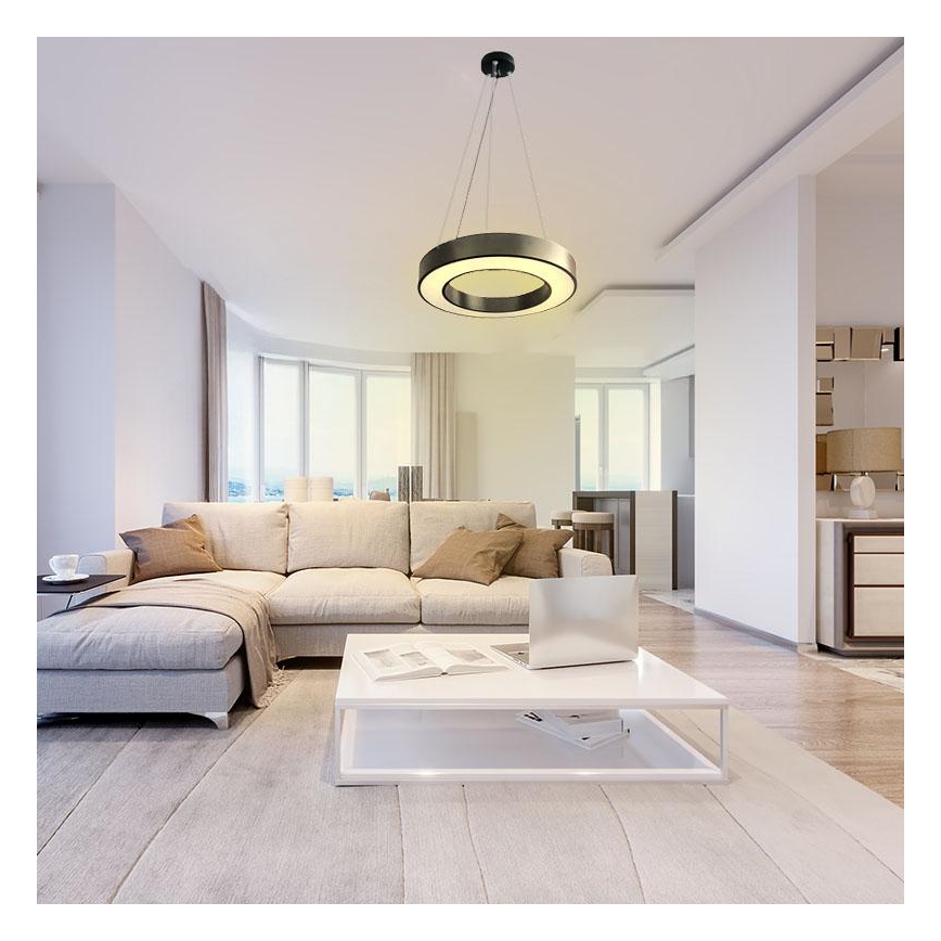 LED Stmievateľný luster na lanku LED/45W/230V 3000-6500K čierna + diaľkové ovládanie
