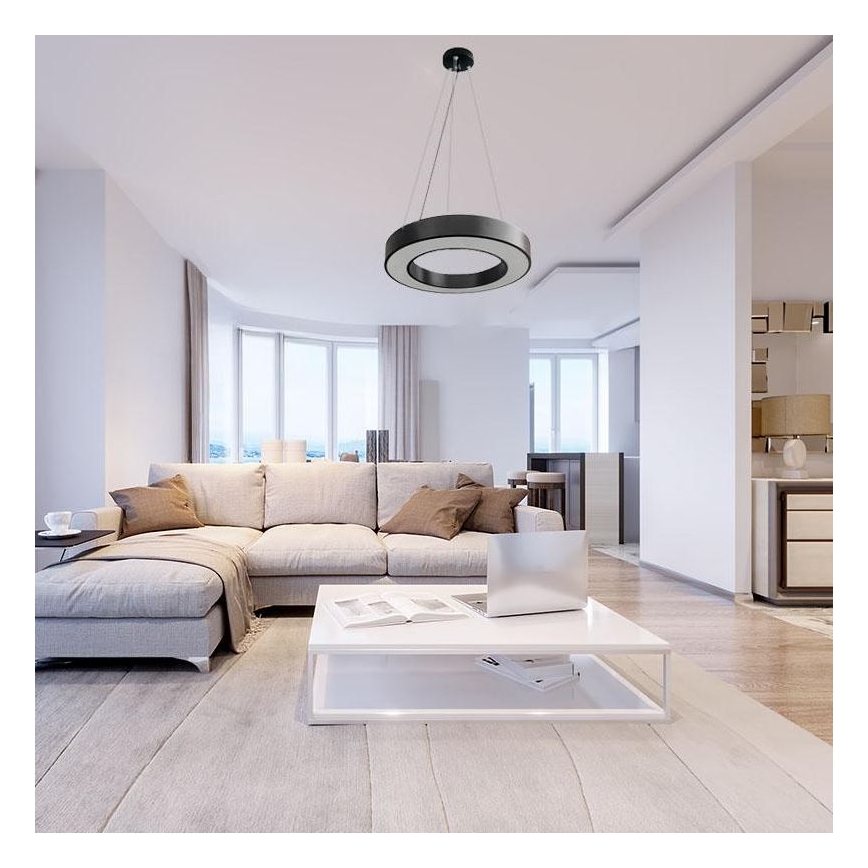 LED Stmievateľný luster na lanku LED/45W/230V 3000-6500K čierna + diaľkové ovládanie