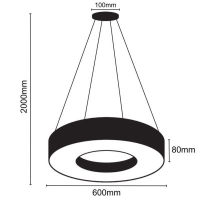 LED Stmievateľný luster na lanku LED/45W/230V 3000-6500K čierna + diaľkové ovládanie