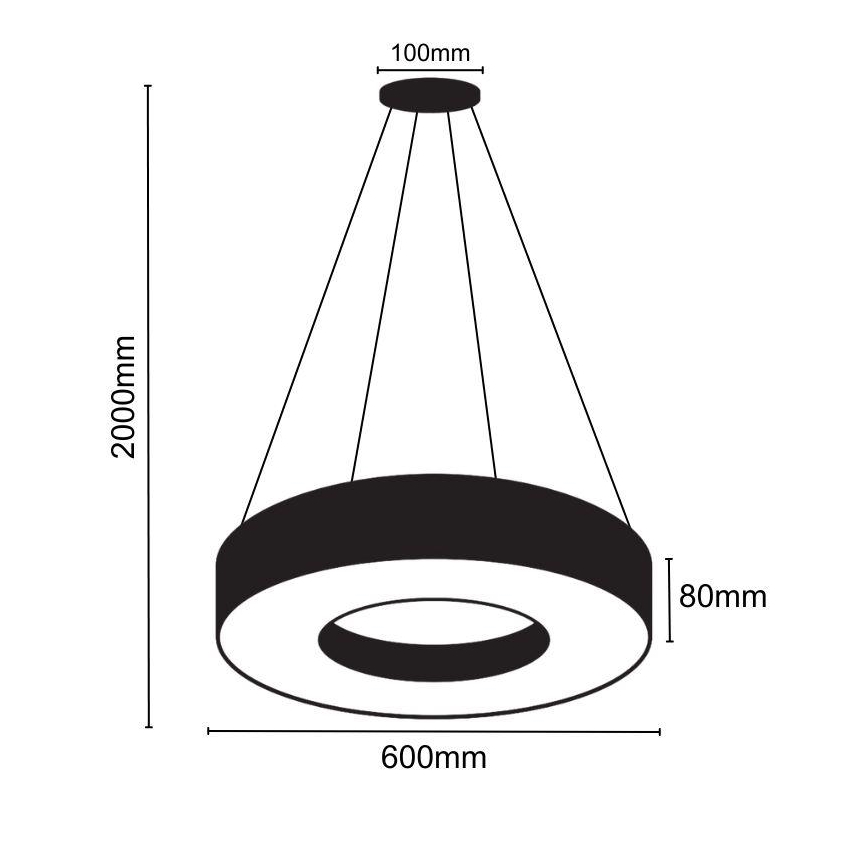 LED Stmievateľný luster na lanku LED/45W/230V 3000-6500K čierna + diaľkové ovládanie