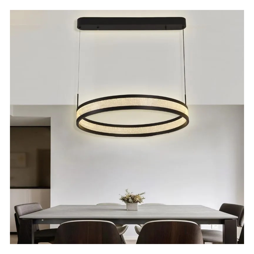 LED Stmievateľný luster na lanku LED/45W/230V 3000-6500K čierna + diaľkové ovládanie