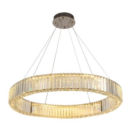 LED Stmievateľný krištáľový luster na lanku LED/50W/230V 3000-6500K lesklý chróm + diaľkové ovládanie