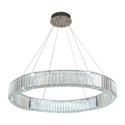 LED Stmievateľný krištáľový luster na lanku LED/50W/230V 3000-6500K lesklý chróm + diaľkové ovládanie