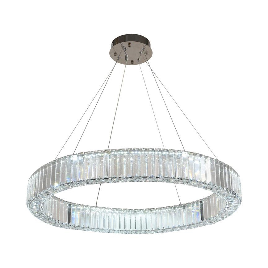 LED Stmievateľný krištáľový luster na lanku LED/50W/230V 3000-6500K lesklý chróm + diaľkové ovládanie