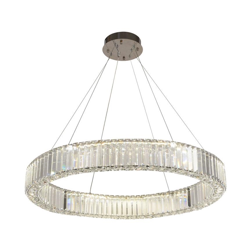 LED Stmievateľný krištáľový luster na lanku LED/50W/230V 3000-6500K lesklý chróm + diaľkové ovládanie