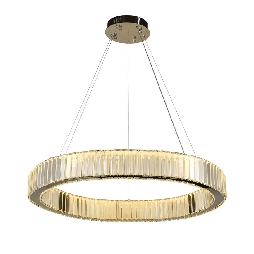 LED Stmievateľný krištáľový luster na lanku LED/50W/230V 3000-6500K lesklý chróm + diaľkové ovládanie
