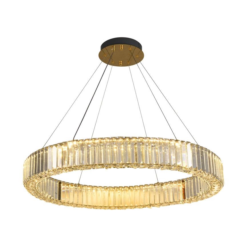 LED Stmievateľný krištáľový luster na lanku LED/50W/230V 3000-6500K chróm/zlatá + diaľkové ovládanie