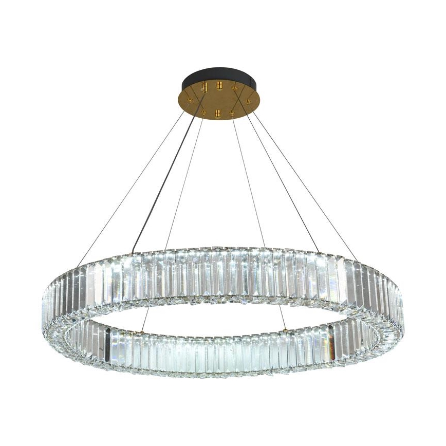 LED Stmievateľný krištáľový luster na lanku LED/50W/230V 3000-6500K chróm/zlatá + diaľkové ovládanie