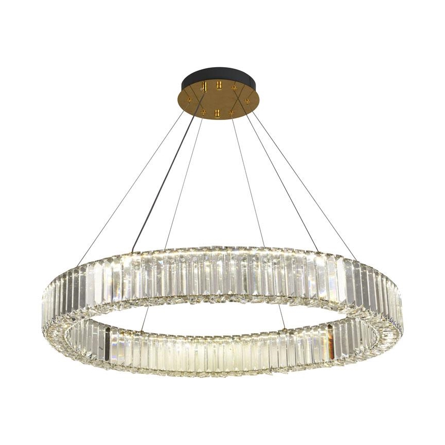 LED Stmievateľný krištáľový luster na lanku LED/50W/230V 3000-6500K chróm/zlatá + diaľkové ovládanie