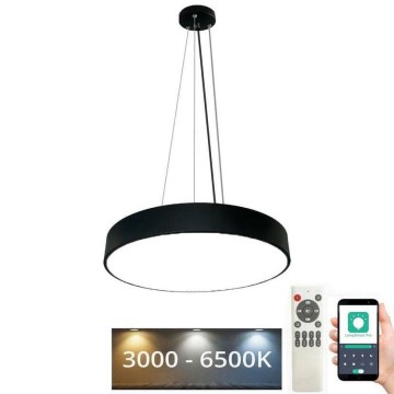 LED Stmievateľný luster na lanku LED/50W/230V 3000-6500K čierna + diaľkové ovládanie