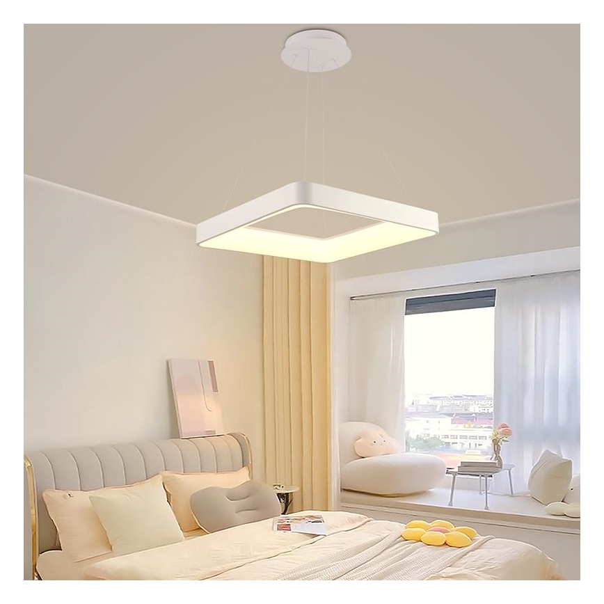 LED Stmievateľný luster na lanku LED/55W/230V 3000-6500K biela + diaľkové ovládanie